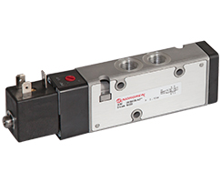V61 serisi hat içi solenoid valf, G1/4, 5/2, solenoid pilot / havalı yay dönüşlü