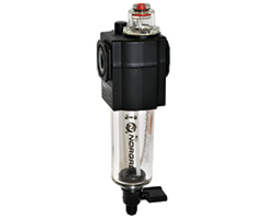 Excelon mikro sis yağlayıcı, uzun plastik hazne, manuel drenaj, 1/4 PTF