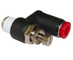 Pneufit C akış regülatörü (dışarı), döner banjo, dirsek, R3/8, 6mm