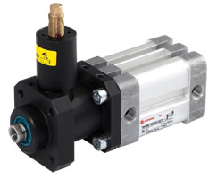 ISO kompakt çift etkili silindir, iç dişli, kilitleme ünitesi, 63 mm çap, 30 mm strok