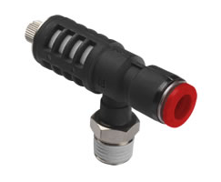 Pneufit C hızlı egzoz valfi, akış kontrollü, dirsekli, G1/4, 8mm