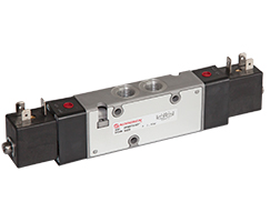 V61 serisi hat içi solenoid valf, G1/4, 2 x 3/2, NC/NC, solenoid pilot / yay ve havalı yay geri dönüşlü