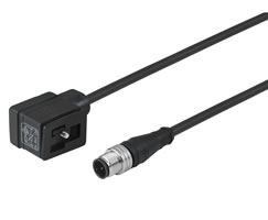 Valf konnektörü, DIN EN 175301-803 Form B konnektör, 3 pin M12 fiş, 5m kablo