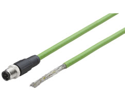 Endüstriyel ethernet kablosu, 4 pin M12 fişli, açık uçlu, 2m kablo