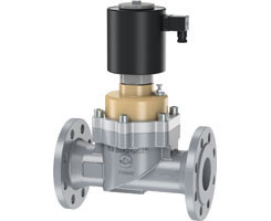 Doğrudan solenoidle çalıştırılan pistonlu valf, cebri kaldırmalı, 15 mm flanşlı, 2/2, NC, solenoid pilot / solenoid pilot, solenoidsiz